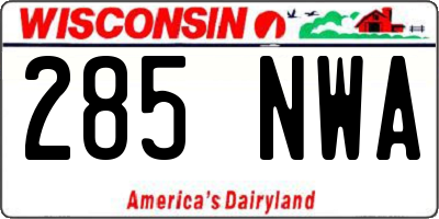 WI license plate 285NWA