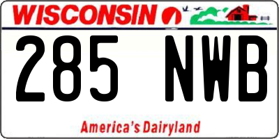 WI license plate 285NWB
