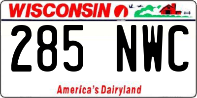 WI license plate 285NWC