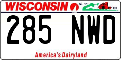 WI license plate 285NWD