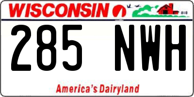 WI license plate 285NWH
