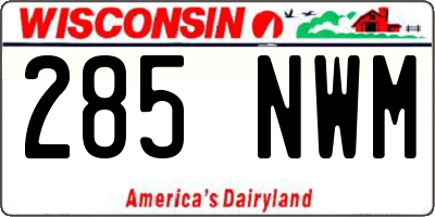 WI license plate 285NWM