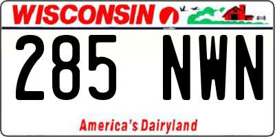 WI license plate 285NWN