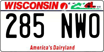 WI license plate 285NWO