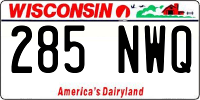 WI license plate 285NWQ