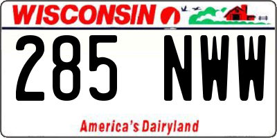 WI license plate 285NWW