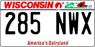 WI license plate 285NWX