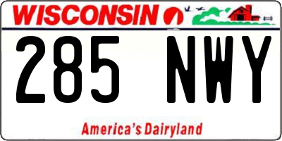 WI license plate 285NWY