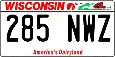WI license plate 285NWZ