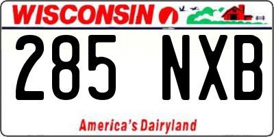 WI license plate 285NXB