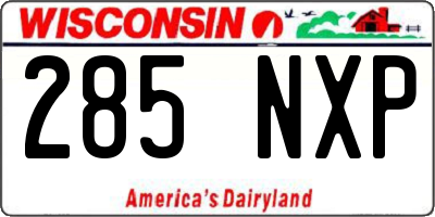 WI license plate 285NXP
