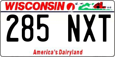 WI license plate 285NXT
