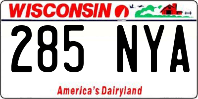 WI license plate 285NYA