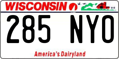 WI license plate 285NYO