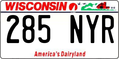 WI license plate 285NYR
