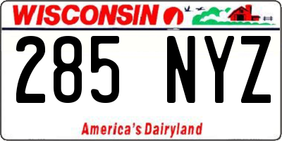 WI license plate 285NYZ