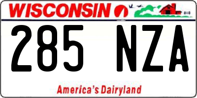 WI license plate 285NZA