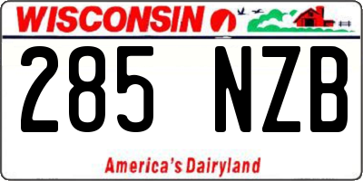 WI license plate 285NZB
