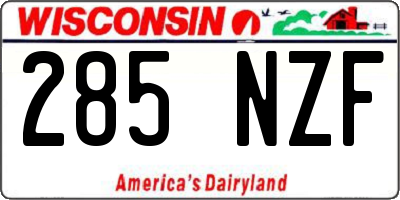 WI license plate 285NZF