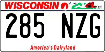 WI license plate 285NZG