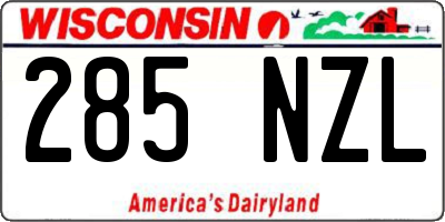 WI license plate 285NZL