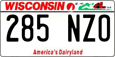 WI license plate 285NZO