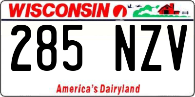 WI license plate 285NZV