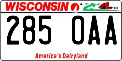 WI license plate 285OAA