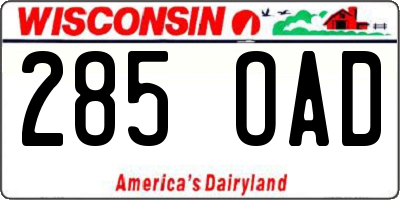 WI license plate 285OAD