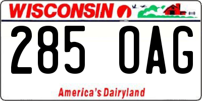 WI license plate 285OAG