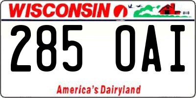 WI license plate 285OAI
