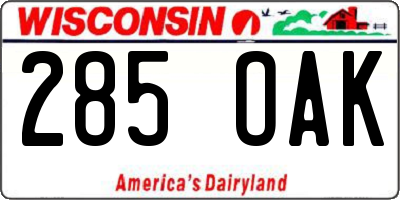 WI license plate 285OAK