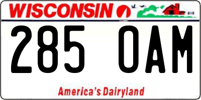 WI license plate 285OAM