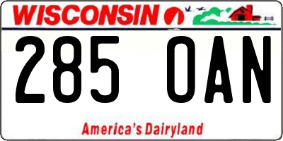 WI license plate 285OAN