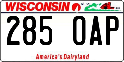 WI license plate 285OAP