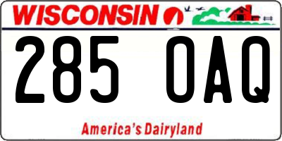 WI license plate 285OAQ