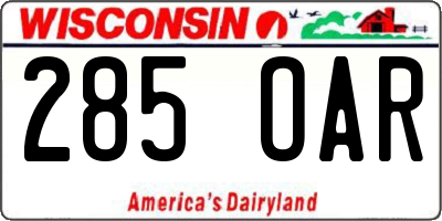 WI license plate 285OAR
