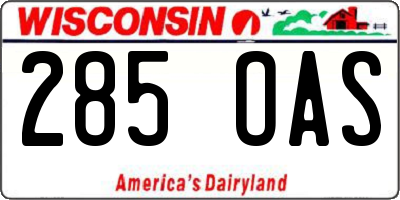 WI license plate 285OAS