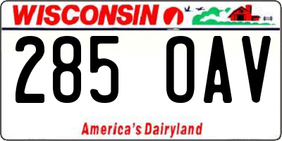 WI license plate 285OAV