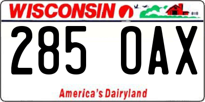 WI license plate 285OAX