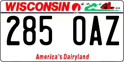 WI license plate 285OAZ