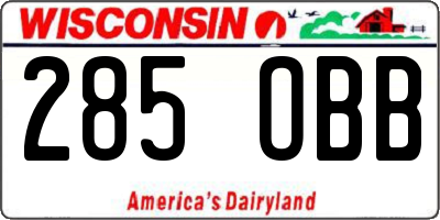 WI license plate 285OBB