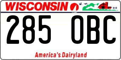 WI license plate 285OBC