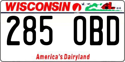 WI license plate 285OBD
