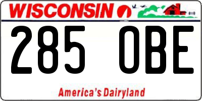 WI license plate 285OBE