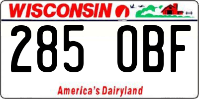 WI license plate 285OBF