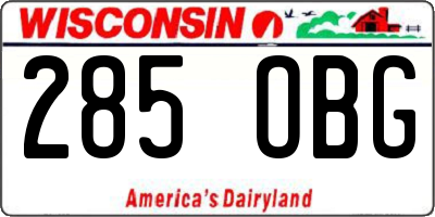 WI license plate 285OBG
