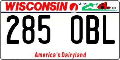 WI license plate 285OBL