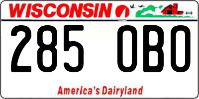 WI license plate 285OBO