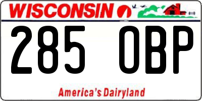 WI license plate 285OBP